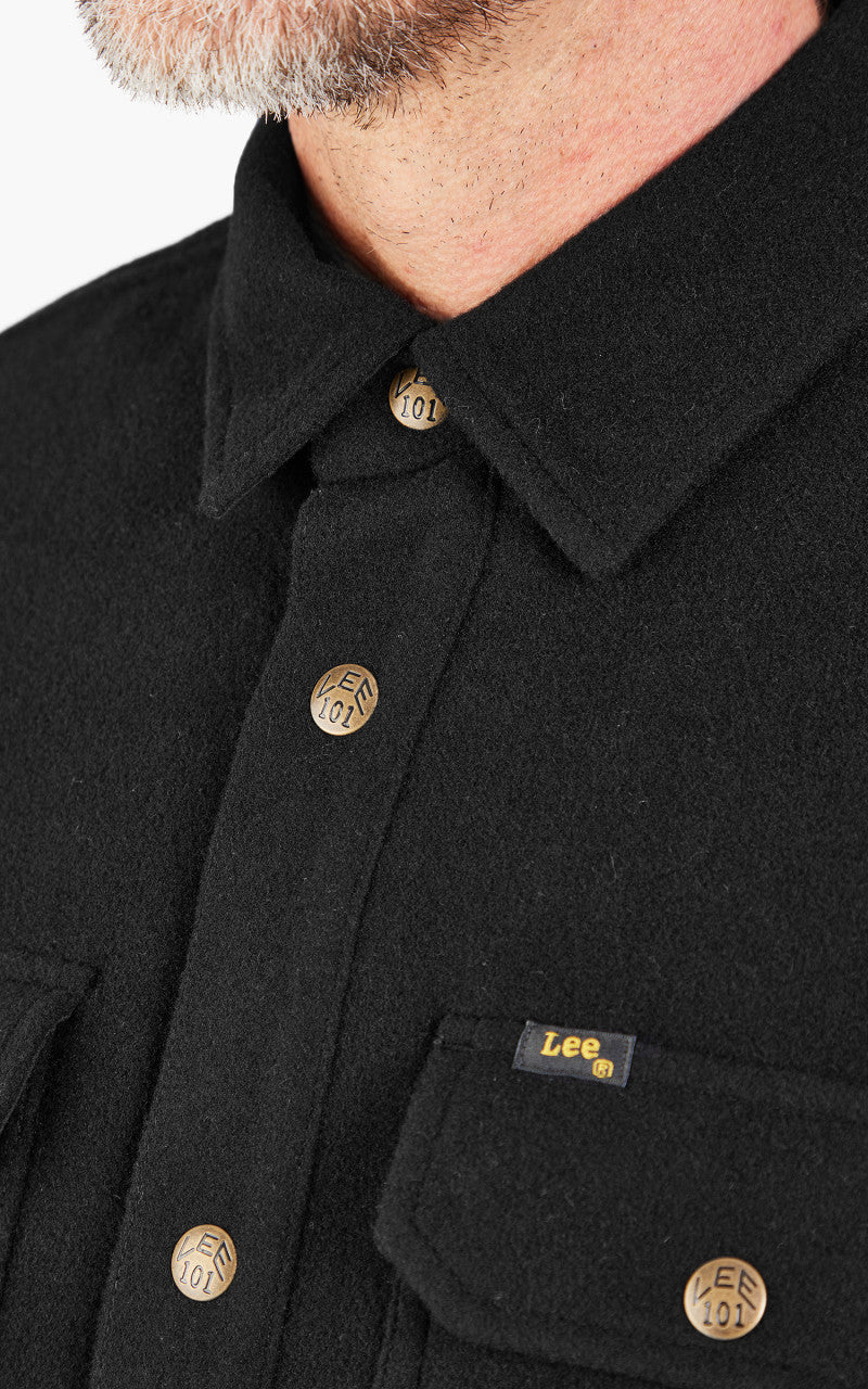 Lee 101 Wool Overshirt Washed Black - Image 7