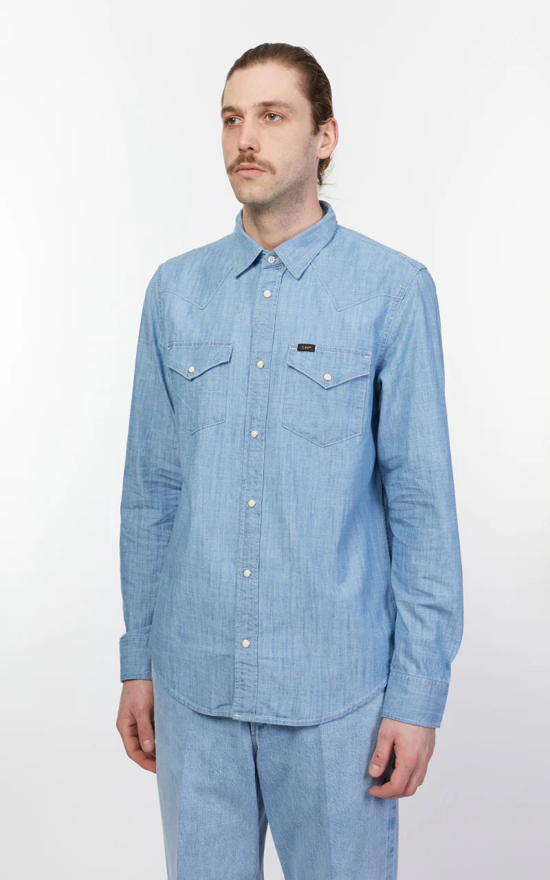 Lee Regular Western Shirt Chambray Navy - Image 4