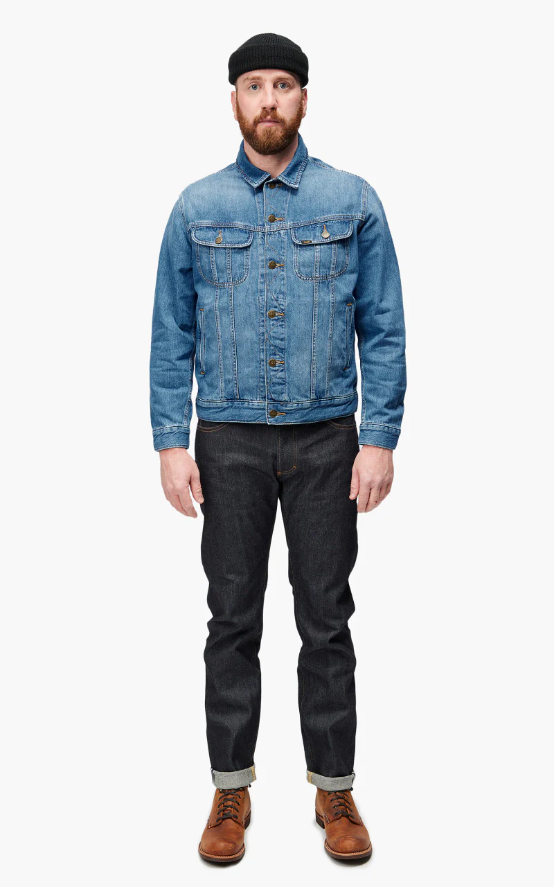 Lee Rider Jacket Blue Bird Mid Worn - Image 2