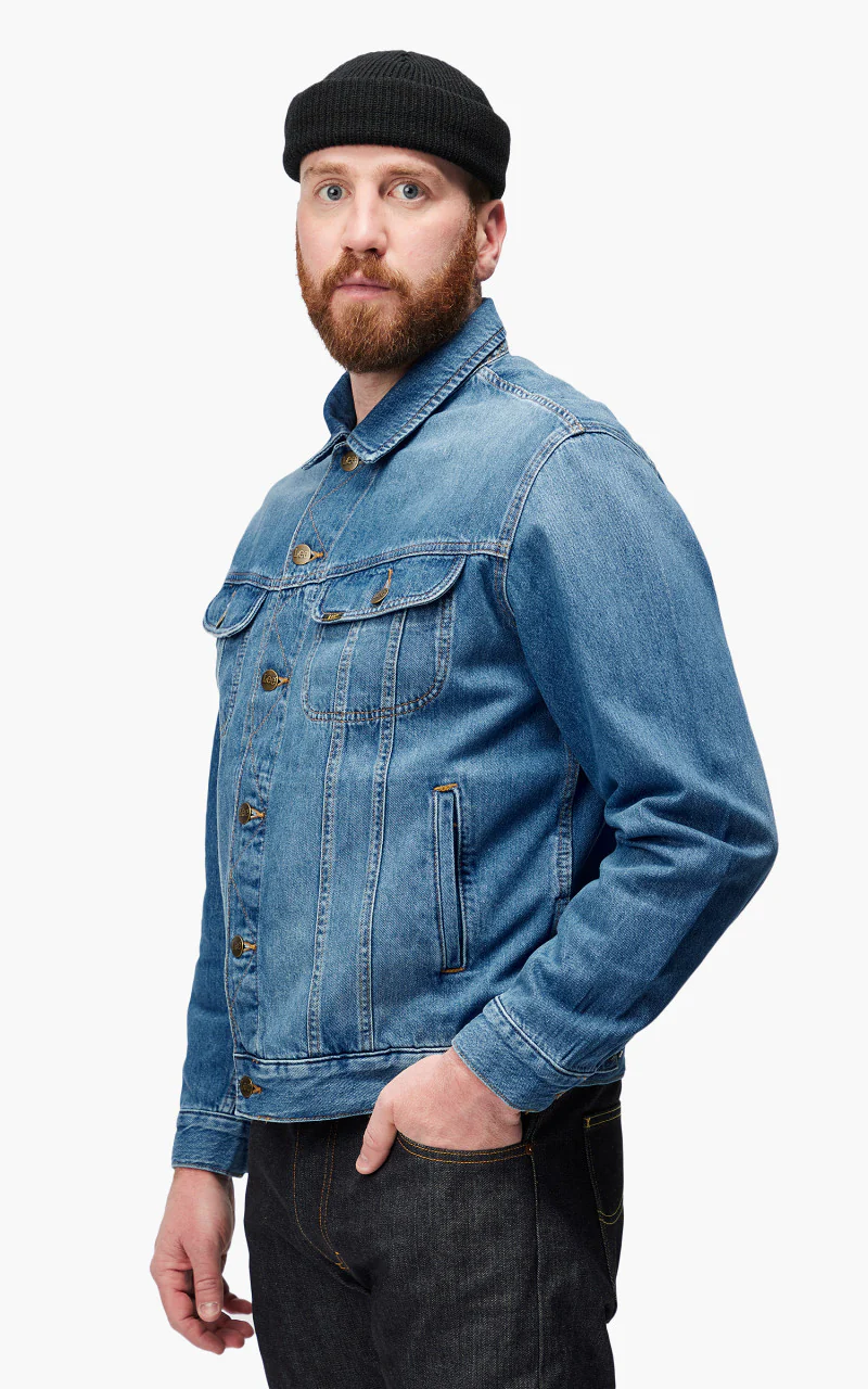 Lee Rider Jacket Blue Bird Mid Worn - Image 4