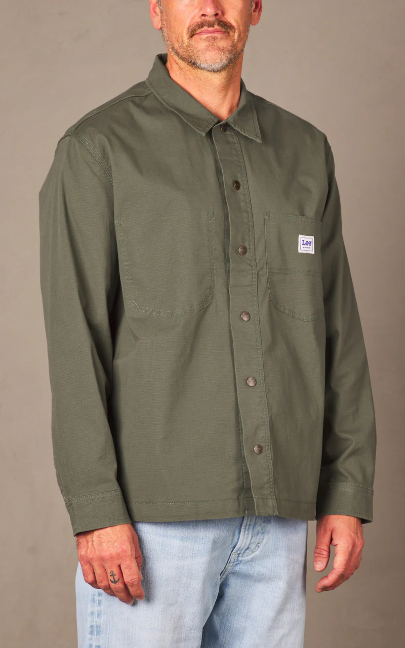 Lee Worker Overshirt Olive Grove - Image 4