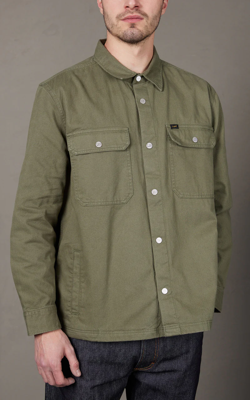 Lee Workwear Overshirt Olive Green - Image 3
