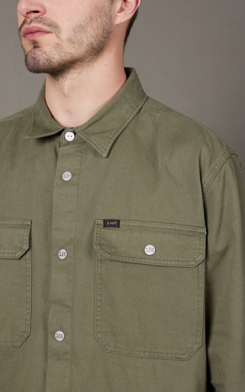 Lee Workwear Overshirt Olive Green - Image 4