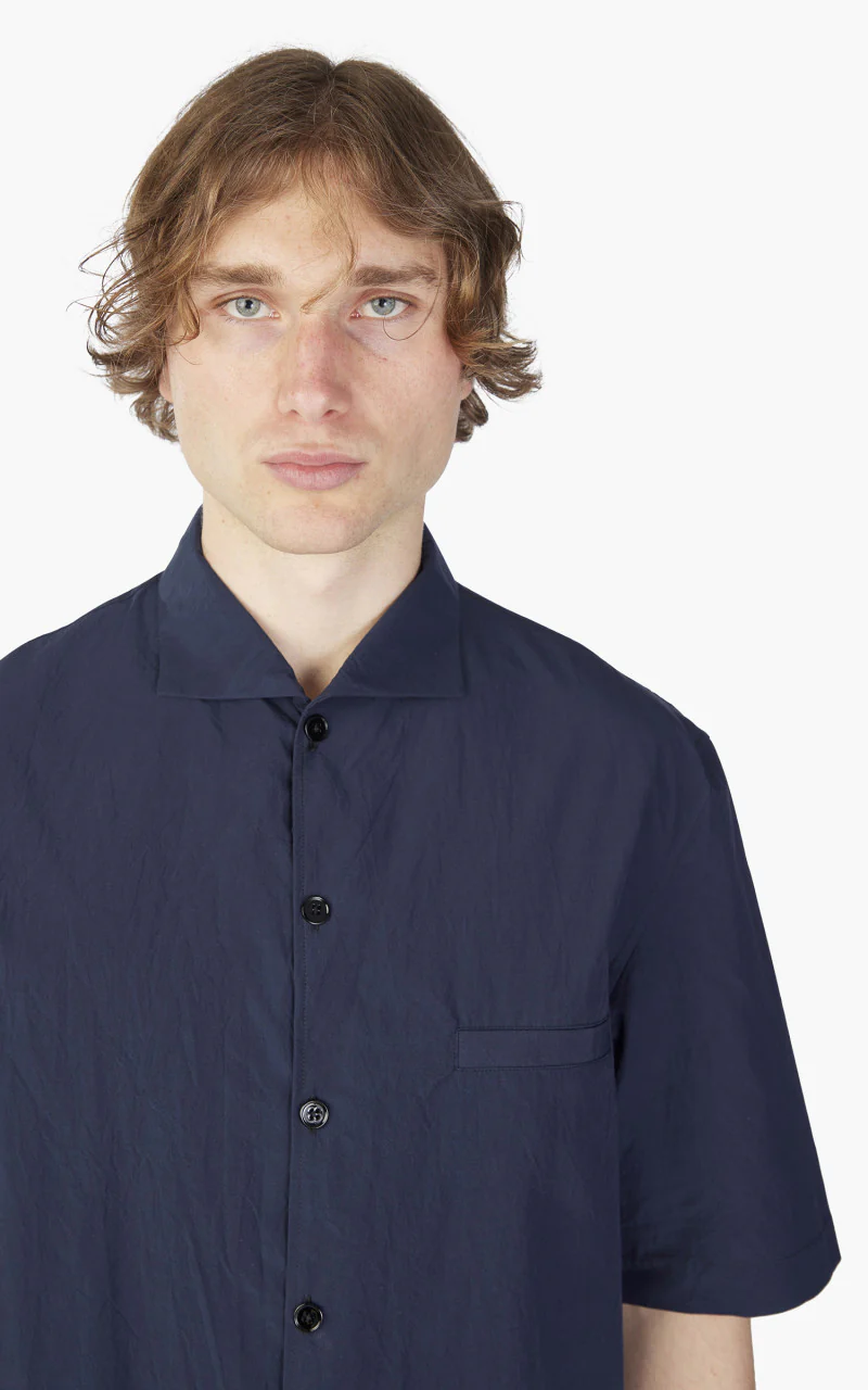 Lemaire Camp Collar Shirt Navy - Image 4