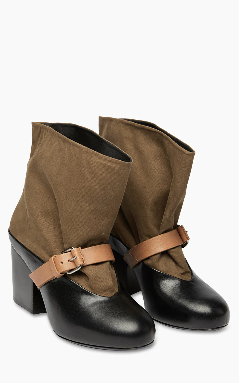 Lemaire Canvas Mid Boot Ochre Brown/Black/Cigar - Image 7