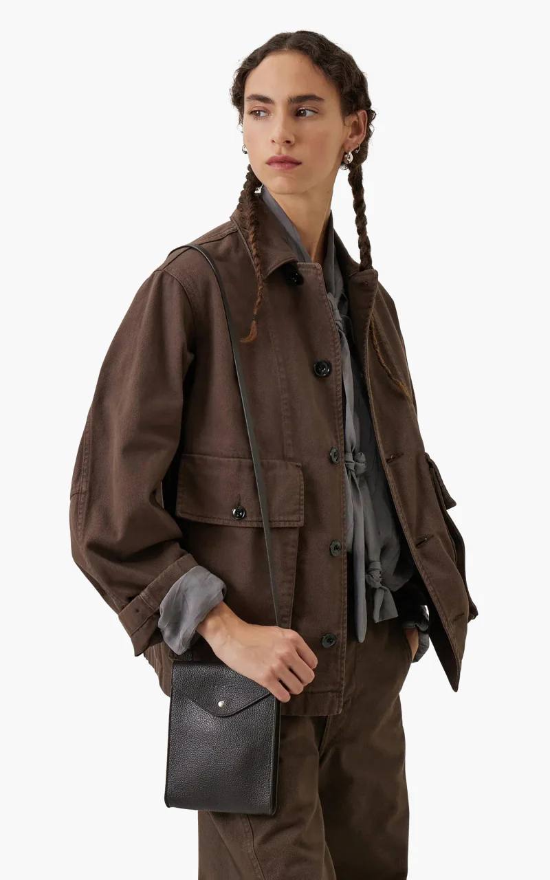 Lemaire Enveloppe With Strap Soft Grained Leather Dark Chocolate - Image 4