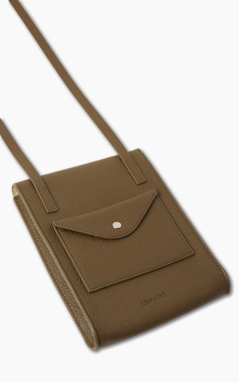 Lemaire Enveloppe With Strap Soft Grained Leather Olive Brown - Image 3