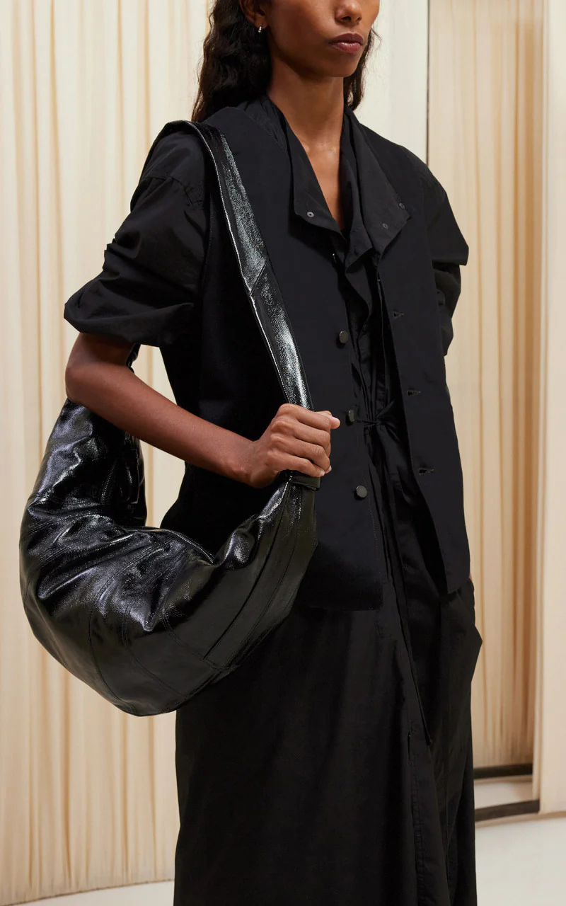 Lemaire Large Croissant Bag Coated Cotton Black - Image 2