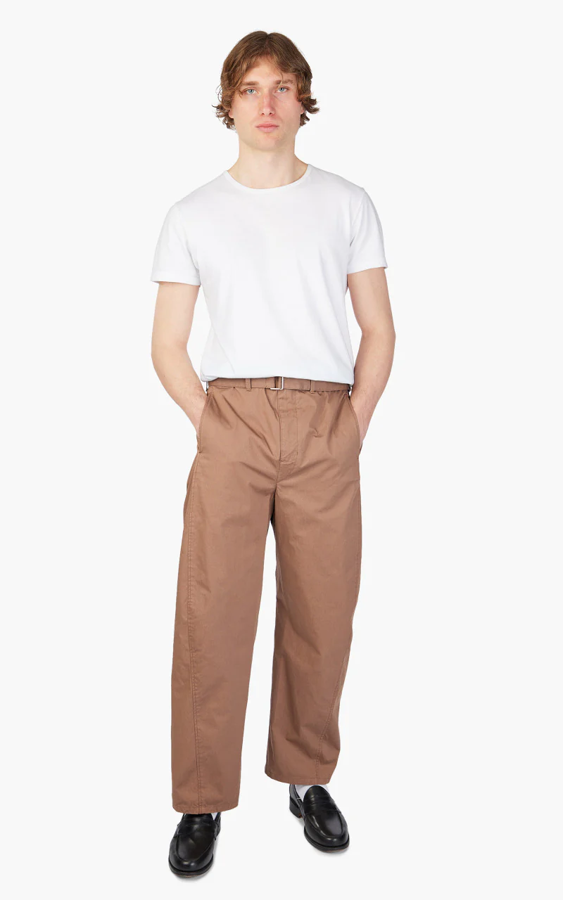 Lemaire Light Belted Twisted Pants Cub Brown - Image 2