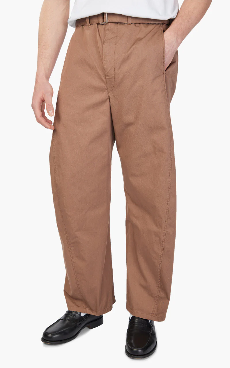 Lemaire Light Belted Twisted Pants Cub Brown - Image 4