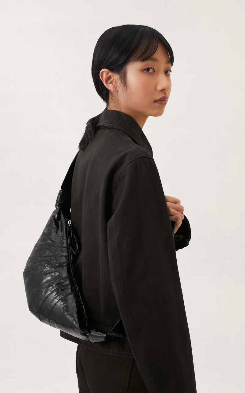 Lemaire Small Croissant Bag Coated Cotton Black - Image 2