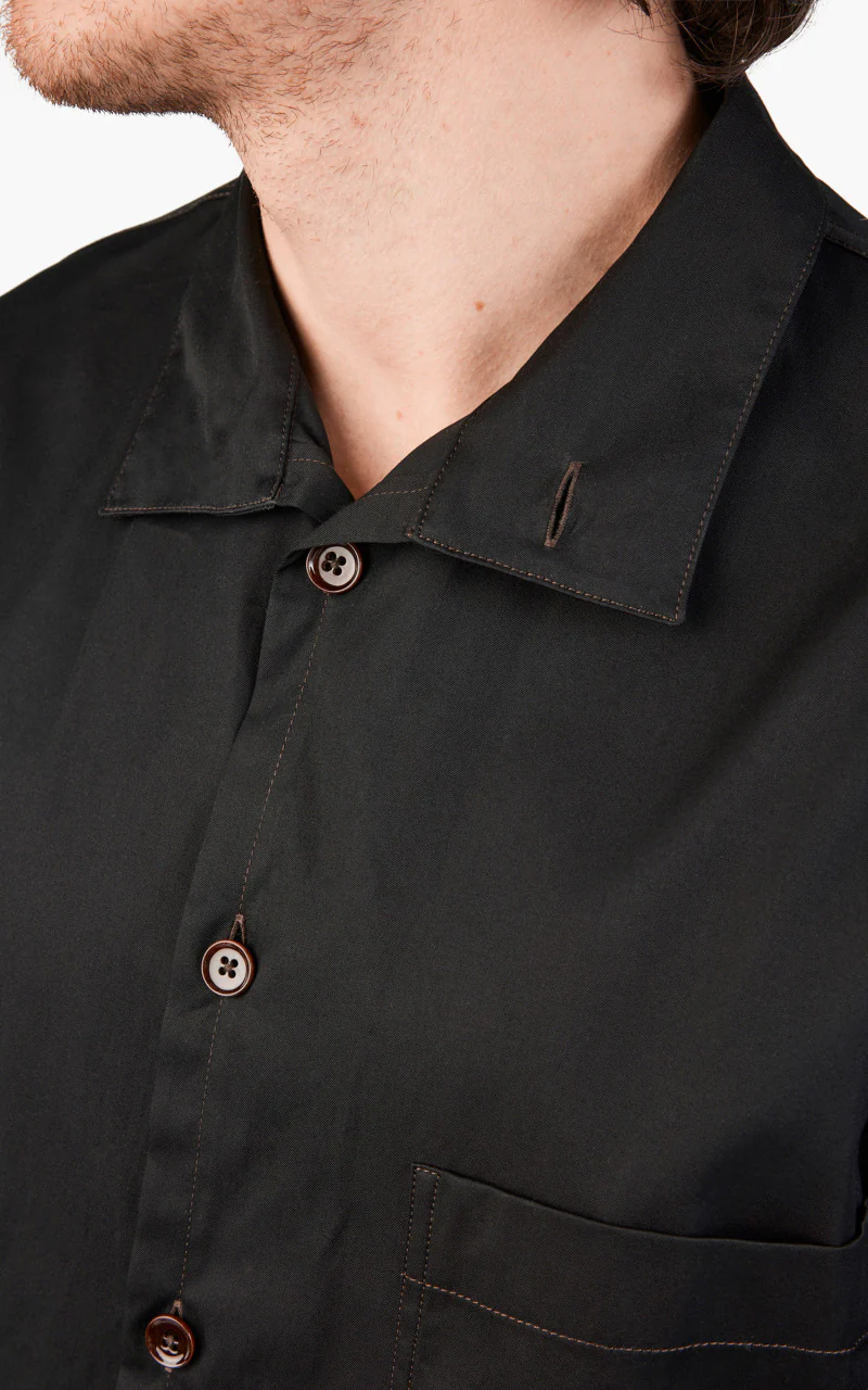 Lemaire Stand Collar Shirt Cotton Twill Black - Image 8