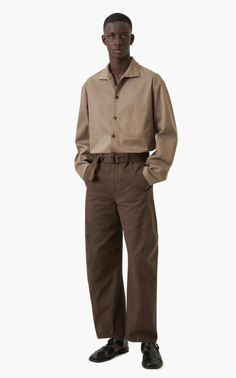 Lemaire Stand Collar Shirt Cotton Twill Squirrel - Image 2