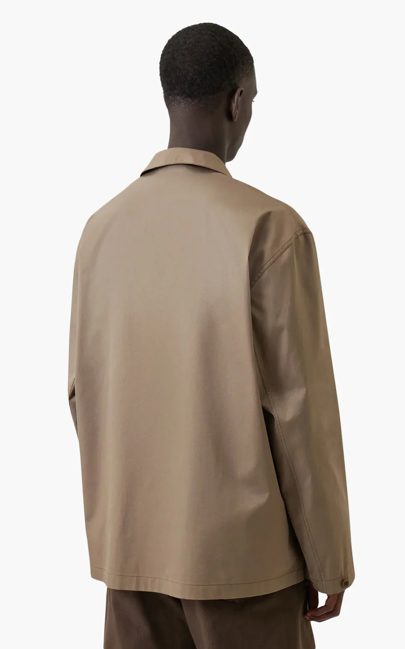 Lemaire Stand Collar Shirt Cotton Twill Squirrel - Image 4