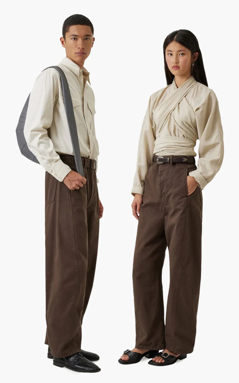 Lemaire Twisted Belted Pants Garment Dyed Denim Dark Brown - Image 3