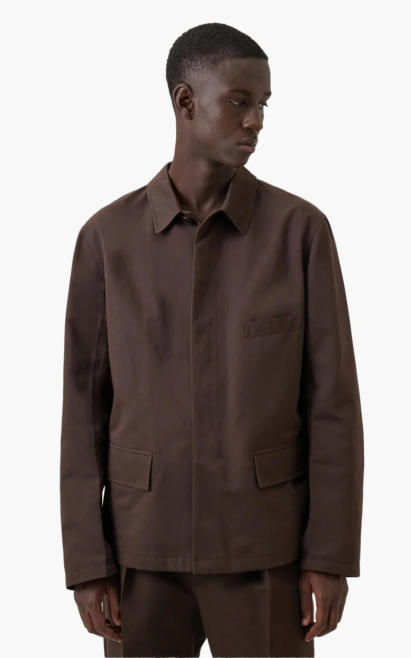 Lemaire Workwear Jacket Cotton Linen Dark Coffee - Image 3