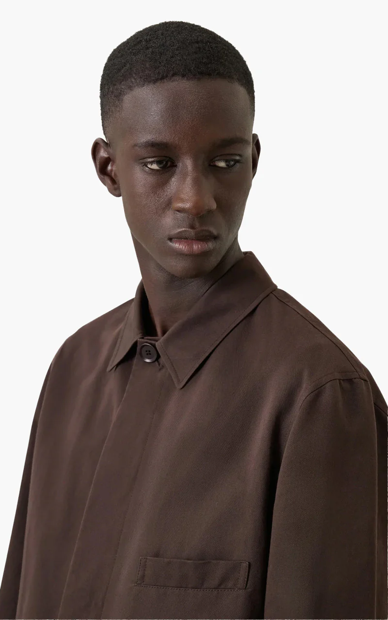 Lemaire Workwear Jacket Cotton Linen Dark Coffee - Image 4