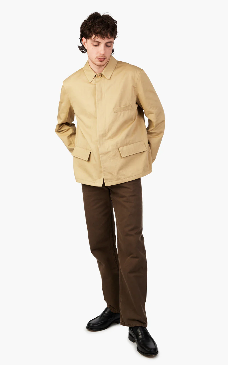 Lemaire Workwear Jacket Cotton Linen Kraft Beige - Image 4