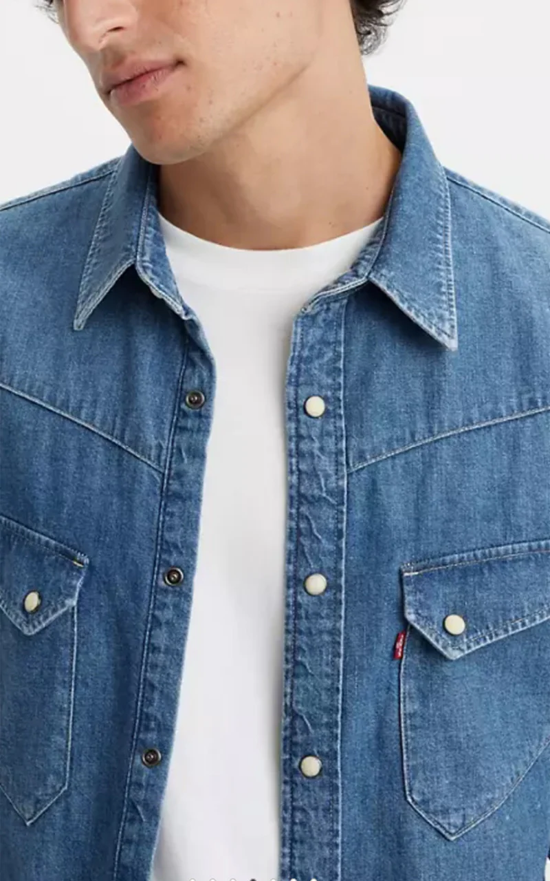 Levi's® '54 Longhorn Western Shirt Denim Yellowstone Stonewash - Image 3