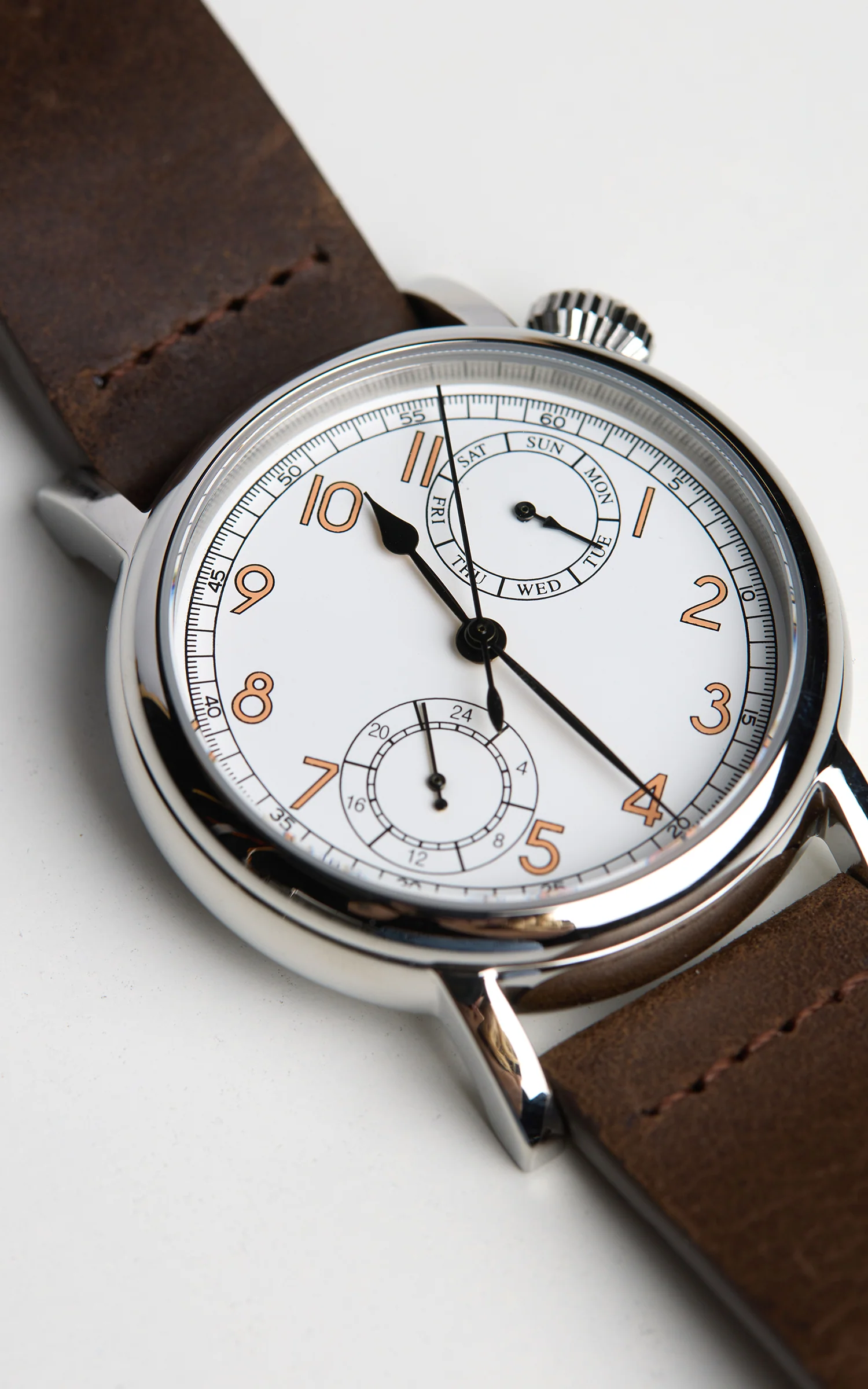 M.R.M.W. Type A-7 Aviation Hack Watch Leather Strap White - Image 2