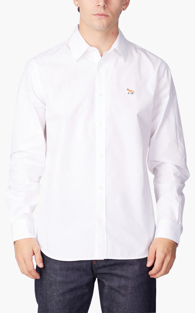 Maison Kitsuné Baby Fox Patch Classic Shirt Cotton Poplin White - Image 4