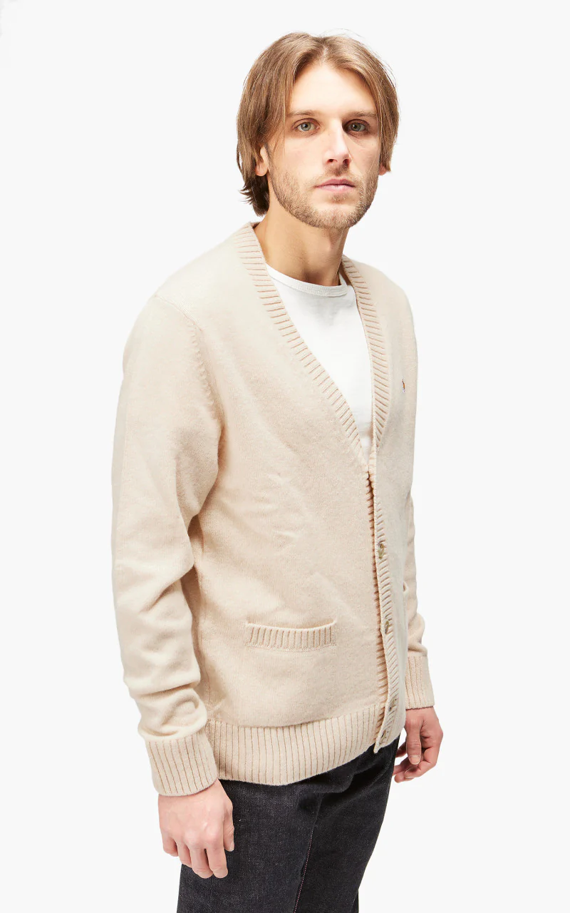 Maison Kitsuné Baby Fox Patch Cosy Cardigan Beige - Image 5