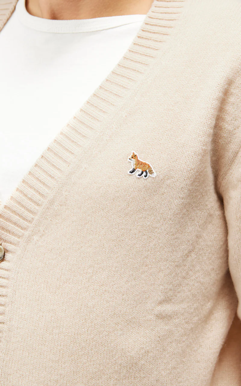 Maison Kitsuné Baby Fox Patch Cosy Cardigan Beige - Image 8