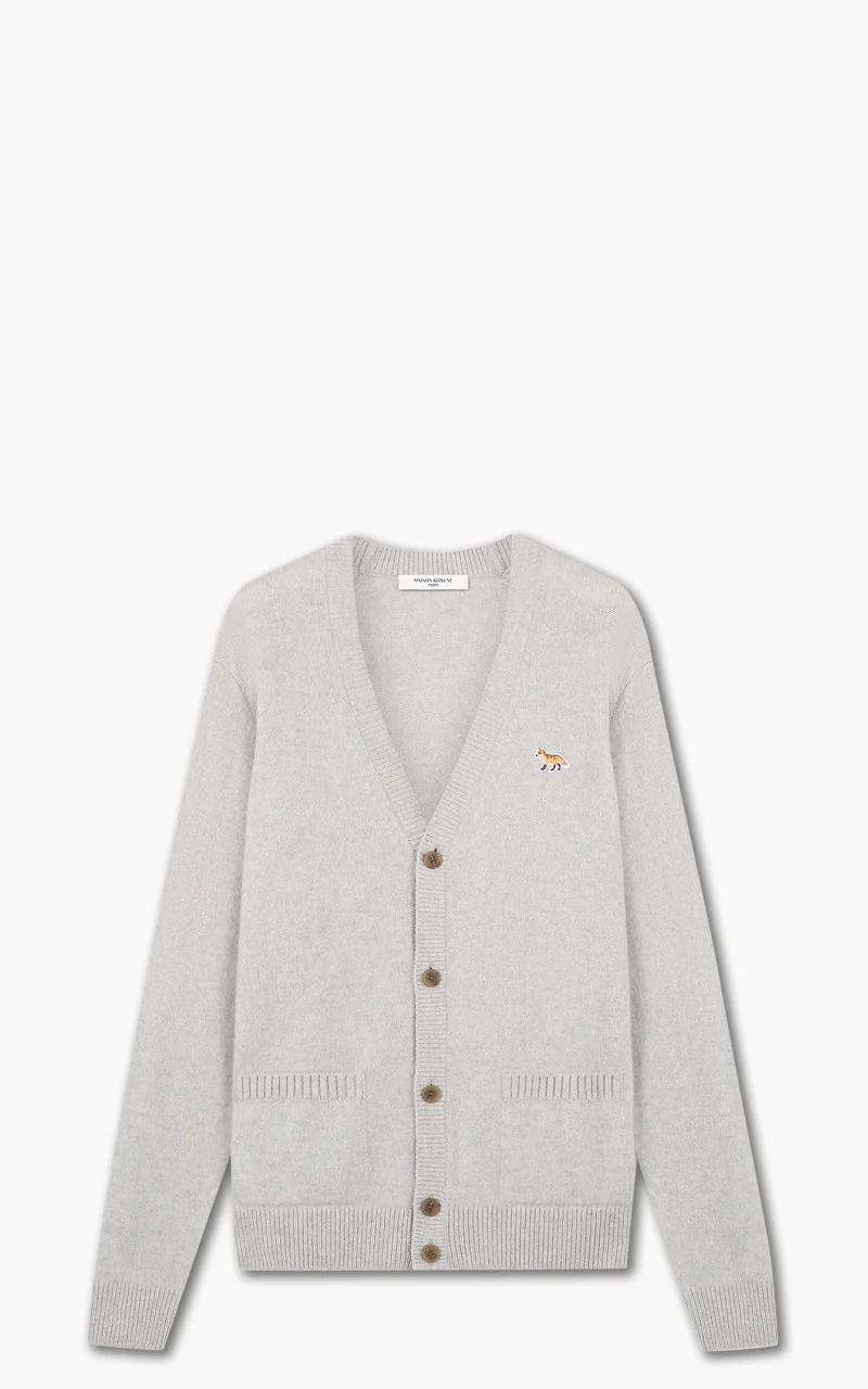 Maison Kitsuné Baby Fox Patch Regular Cardigan Light Grey Melange