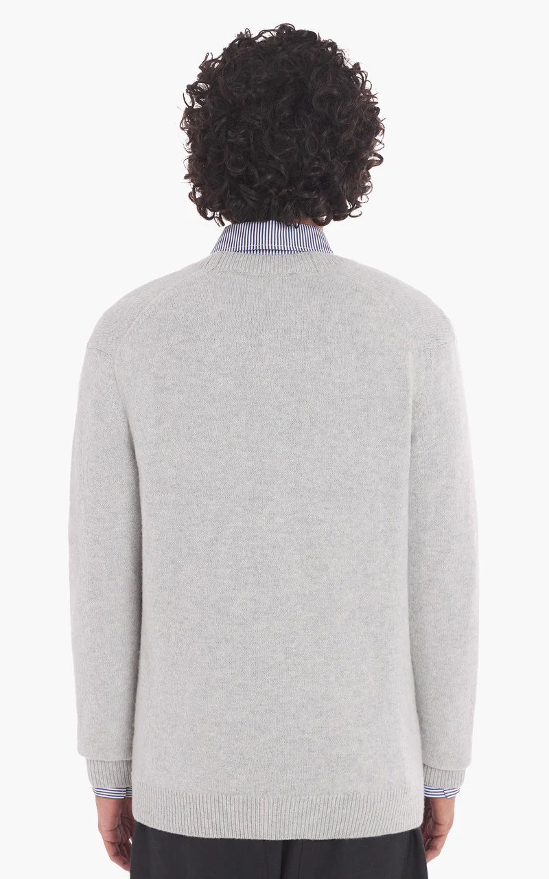 Maison Kitsuné Baby Fox Patch Regular Cardigan Light Grey Melange - Image 6