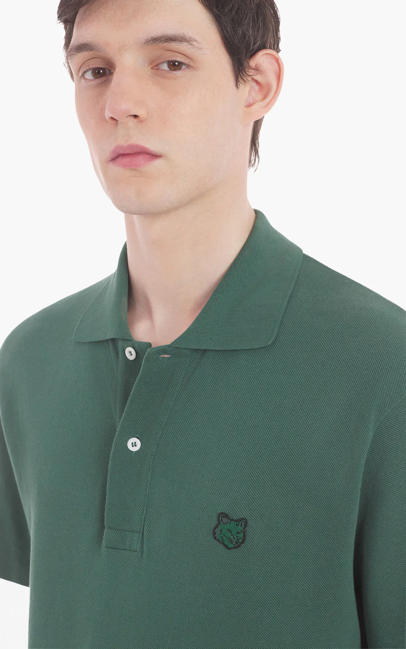 Maison Kitsuné Bold Fox Head Patch Comfort Polo Bottle Green - Image 5