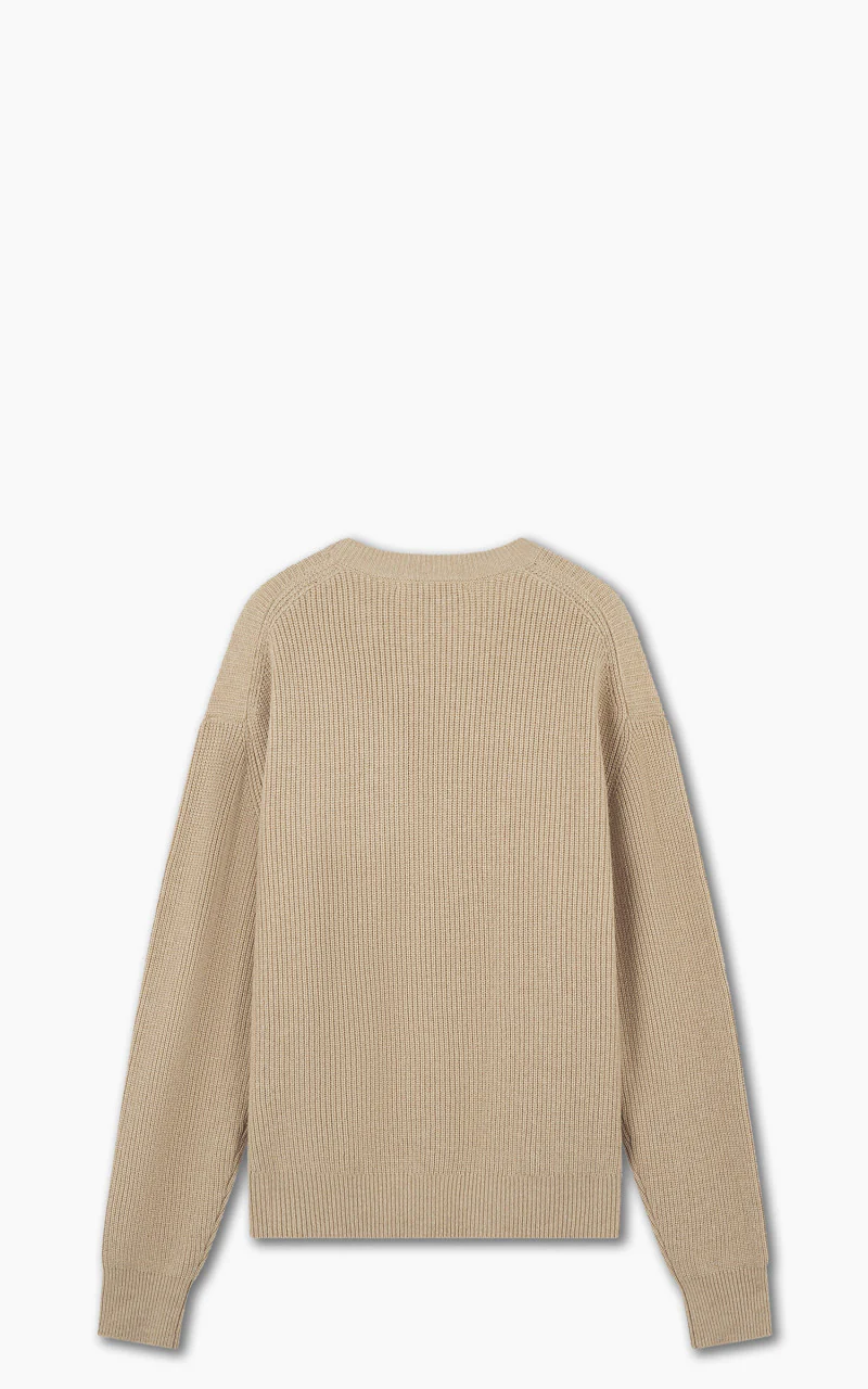 Maison Kitsuné Bold Fox Head Patch Comfort Ribbed Jumper Beige Melange - Image 3