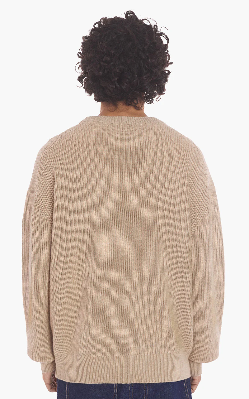 Maison Kitsuné Bold Fox Head Patch Comfort Ribbed Jumper Beige Melange - Image 6