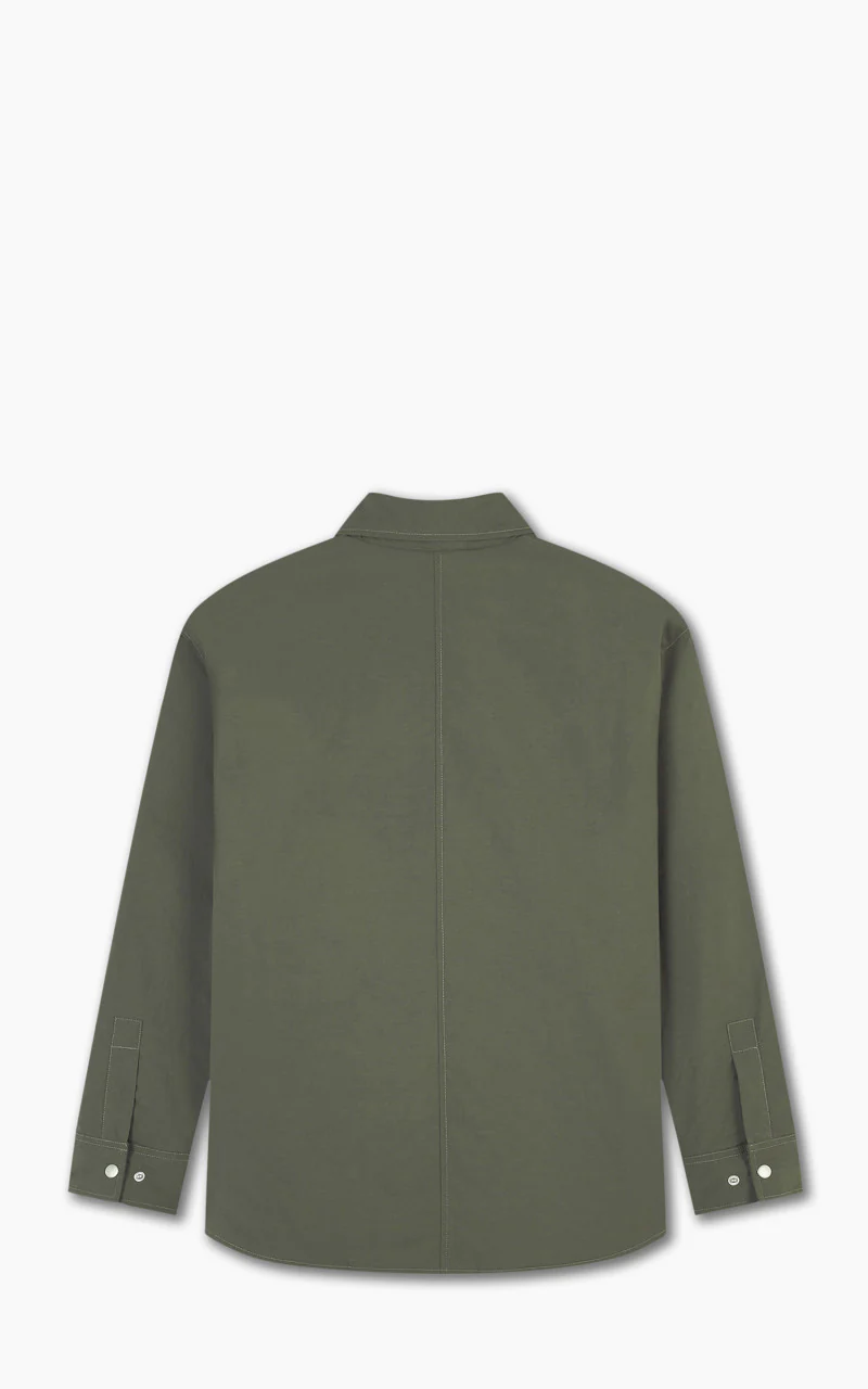 Maison Kitsuné Bold Fox Head Patch Padded Overshirt Crispy Nylon Military Green - Image 3