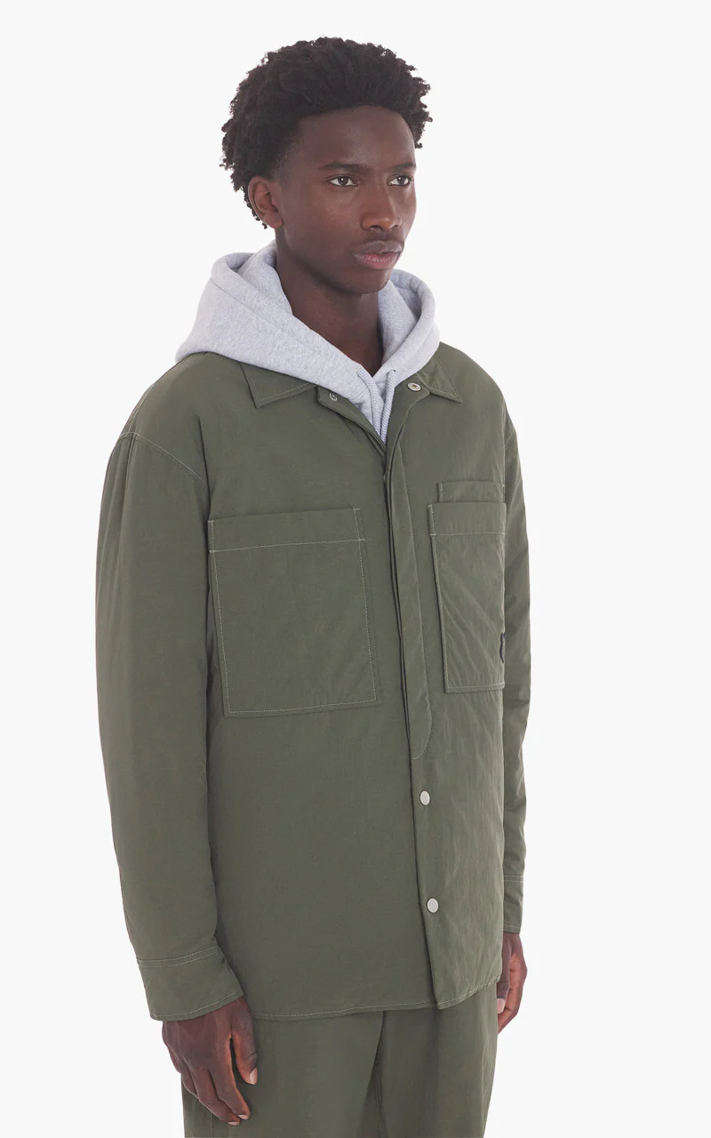 Maison Kitsuné Bold Fox Head Patch Padded Overshirt Crispy Nylon Military Green - Image 4