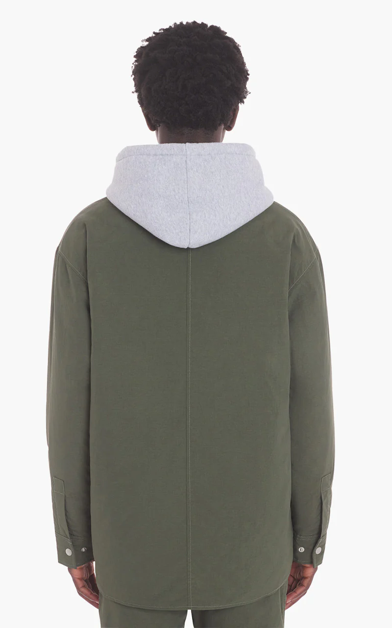 Maison Kitsuné Bold Fox Head Patch Padded Overshirt Crispy Nylon Military Green - Image 6