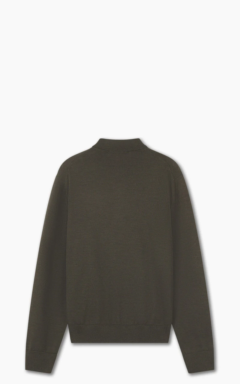 Maison Kitsuné Bold Fox Head Patch Polo Jumper Khaki - Image 3