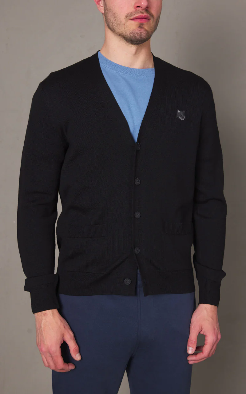 Maison Kitsuné Bold Fox Head Patch Regular Cardigan Black - Image 2