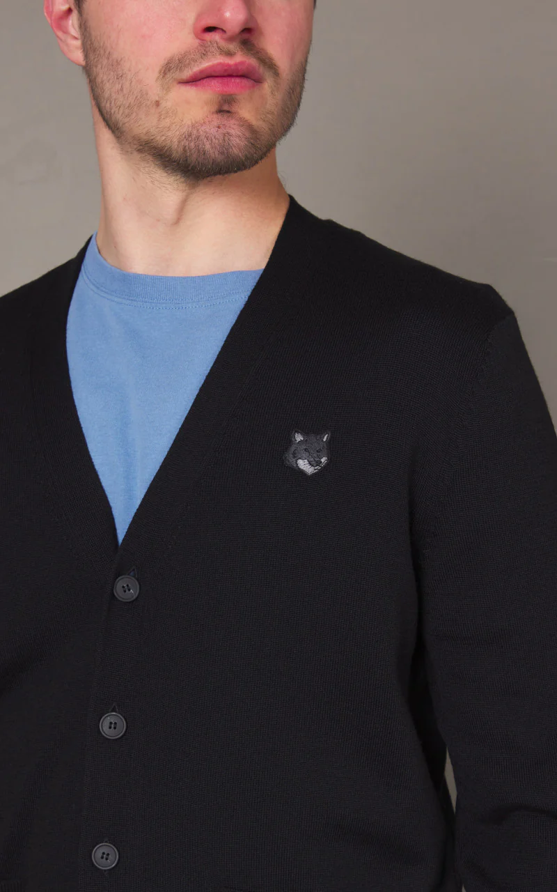 Maison Kitsuné Bold Fox Head Patch Regular Cardigan Black - Image 5
