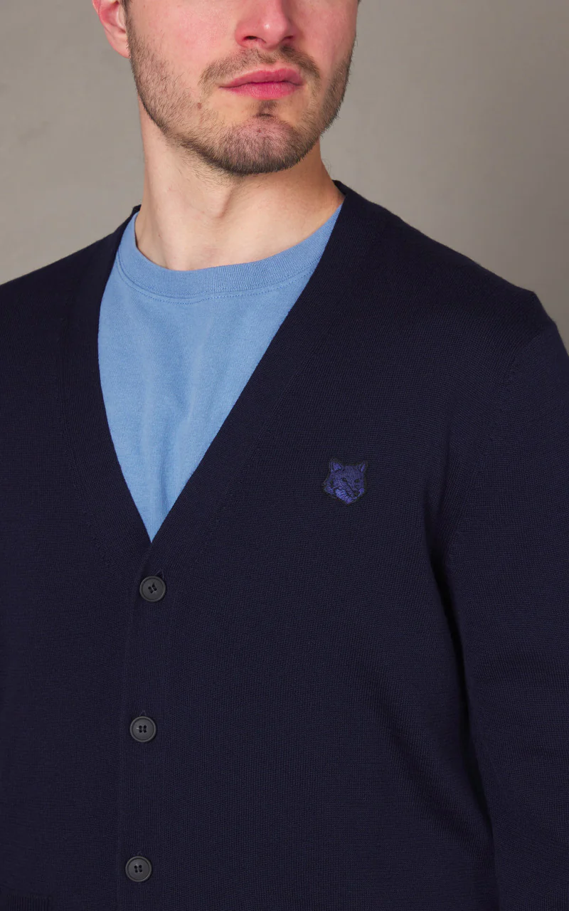 Maison Kitsuné Bold Fox Head Patch Regular Cardigan Ink Blue - Image 5