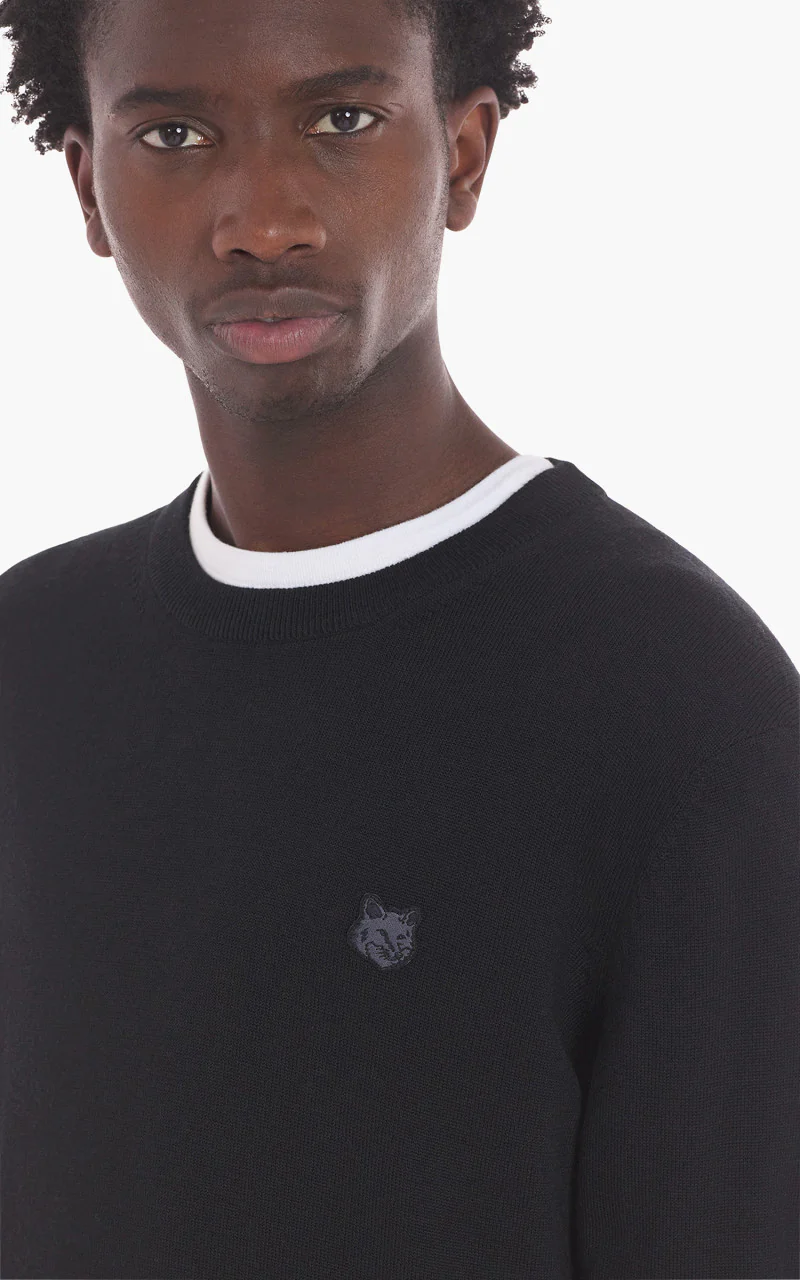 Maison Kitsuné Bold Fox Head Patch Regular Jumper Black - Image 5