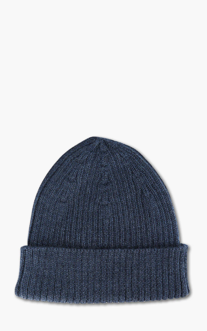 Maison Kitsuné Bold Fox Head Patch Ribbed Beanie Ink Blue - Image 3