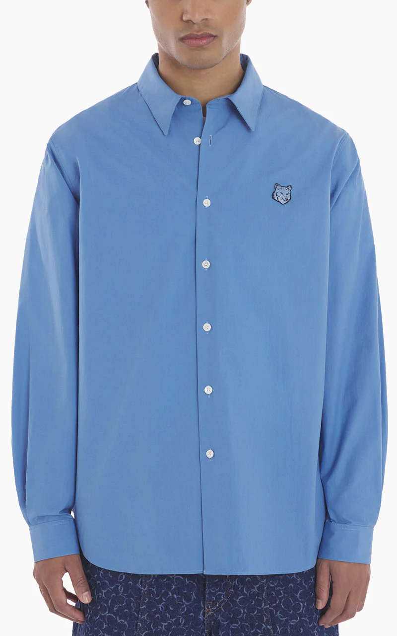 Maison Kitsuné Bold Fox Head Relaxed Shirt Drifter Blue - Image 4