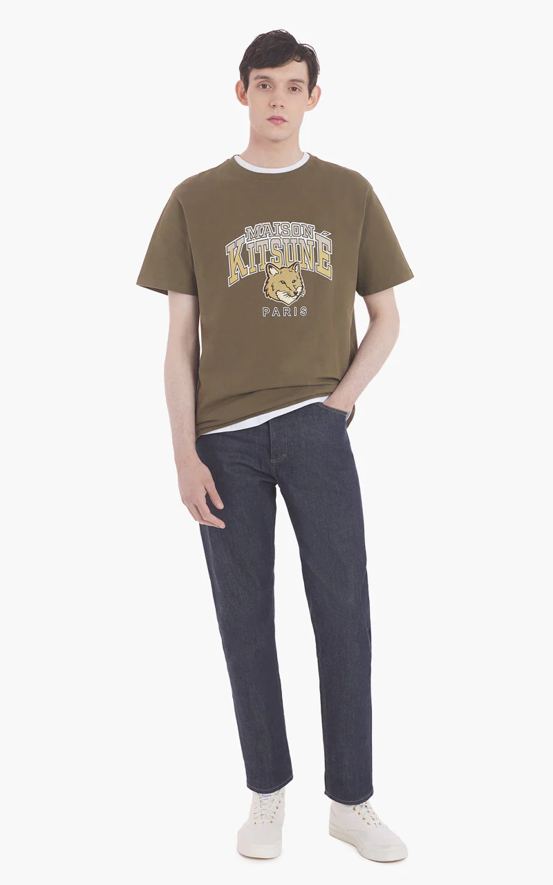 Maison Kitsuné Campus Fox Relaxed T-Shirt Khaki - Image 2