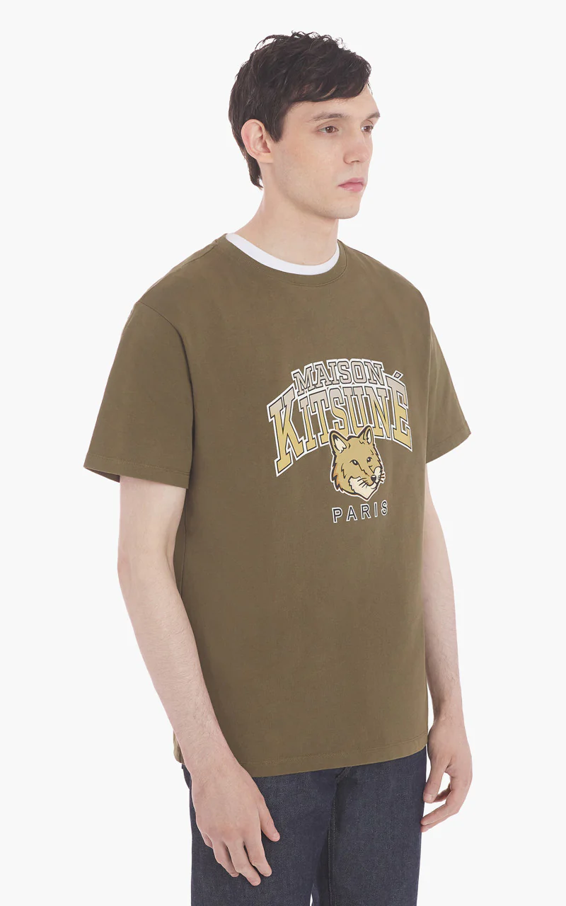 Maison Kitsuné Campus Fox Relaxed T-Shirt Khaki - Image 5
