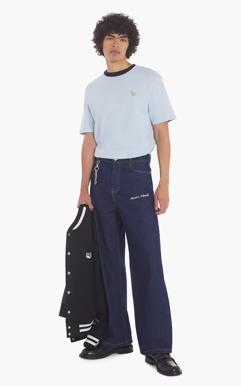 Maison Kitsuné Chillax Fox Patch Regular T-Shirt Sky Blue - Image 2