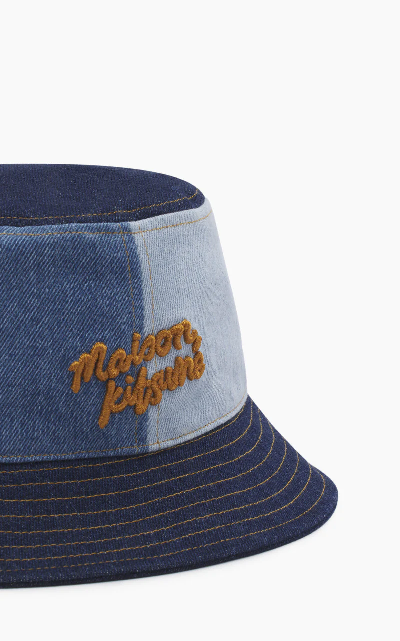 Maison Kitsuné Denim Bucket Hat Washed Indigo - Image 4