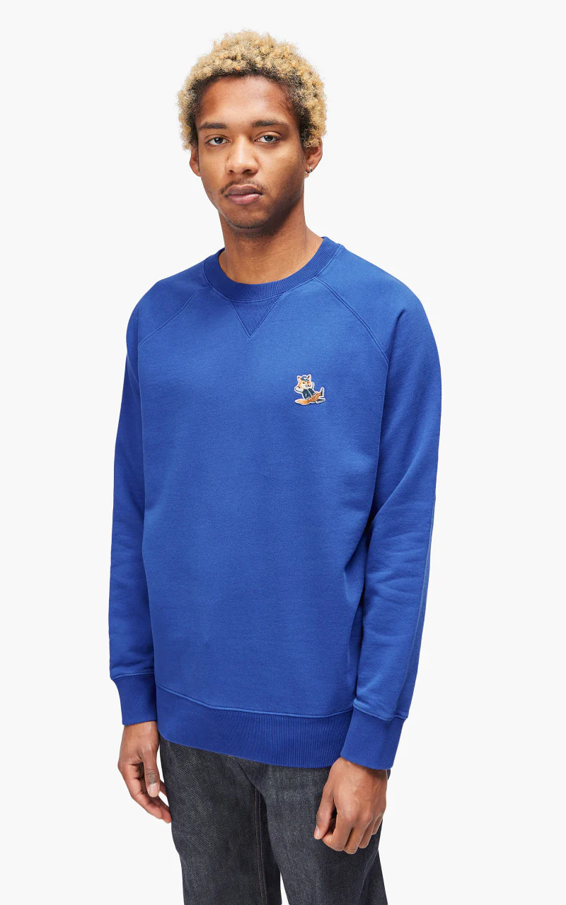 Maison Kitsuné Dressed Fox Patch Classic Sweatshirt Deep Blue - Image 4