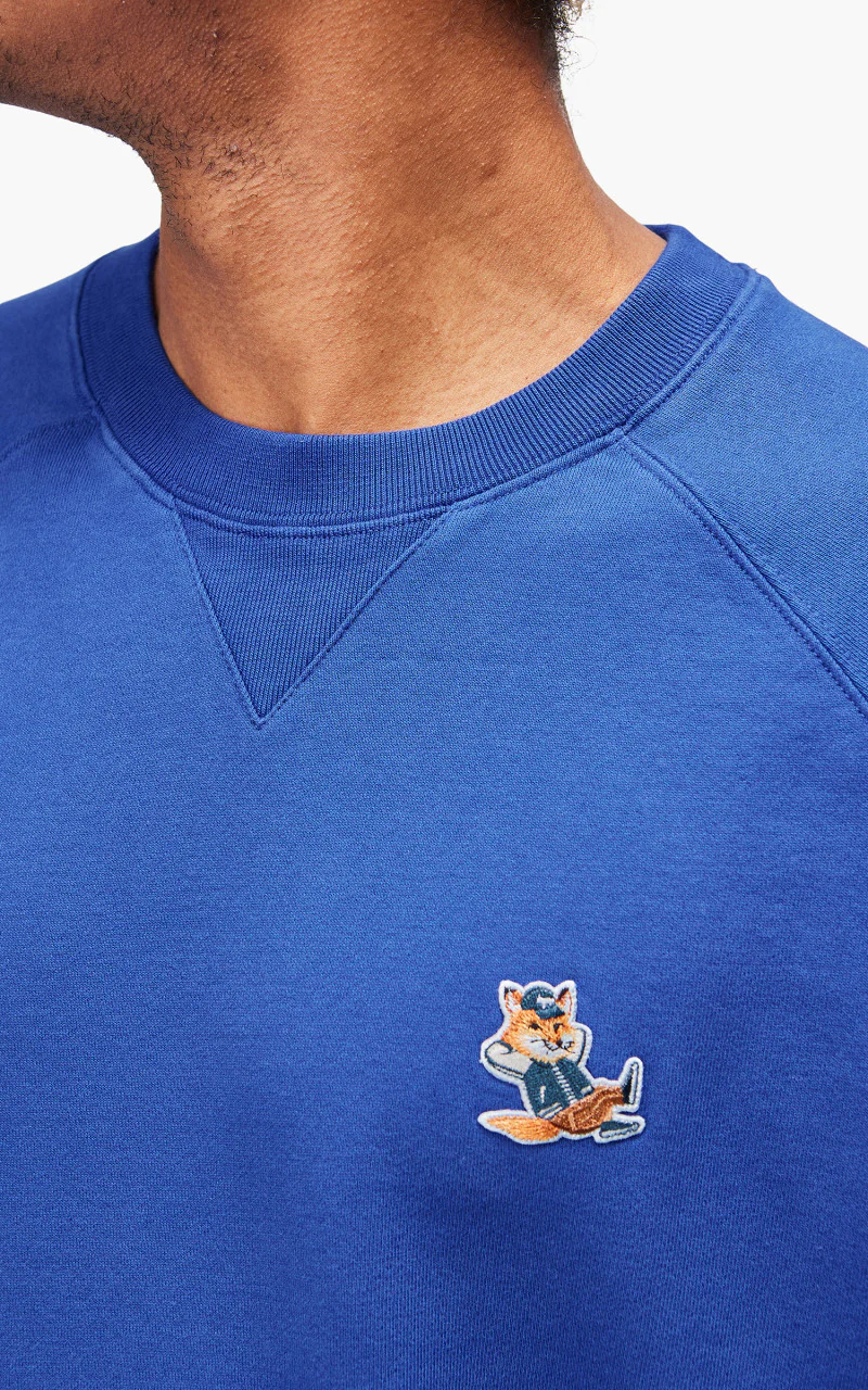 Maison Kitsuné Dressed Fox Patch Classic Sweatshirt Deep Blue - Image 8