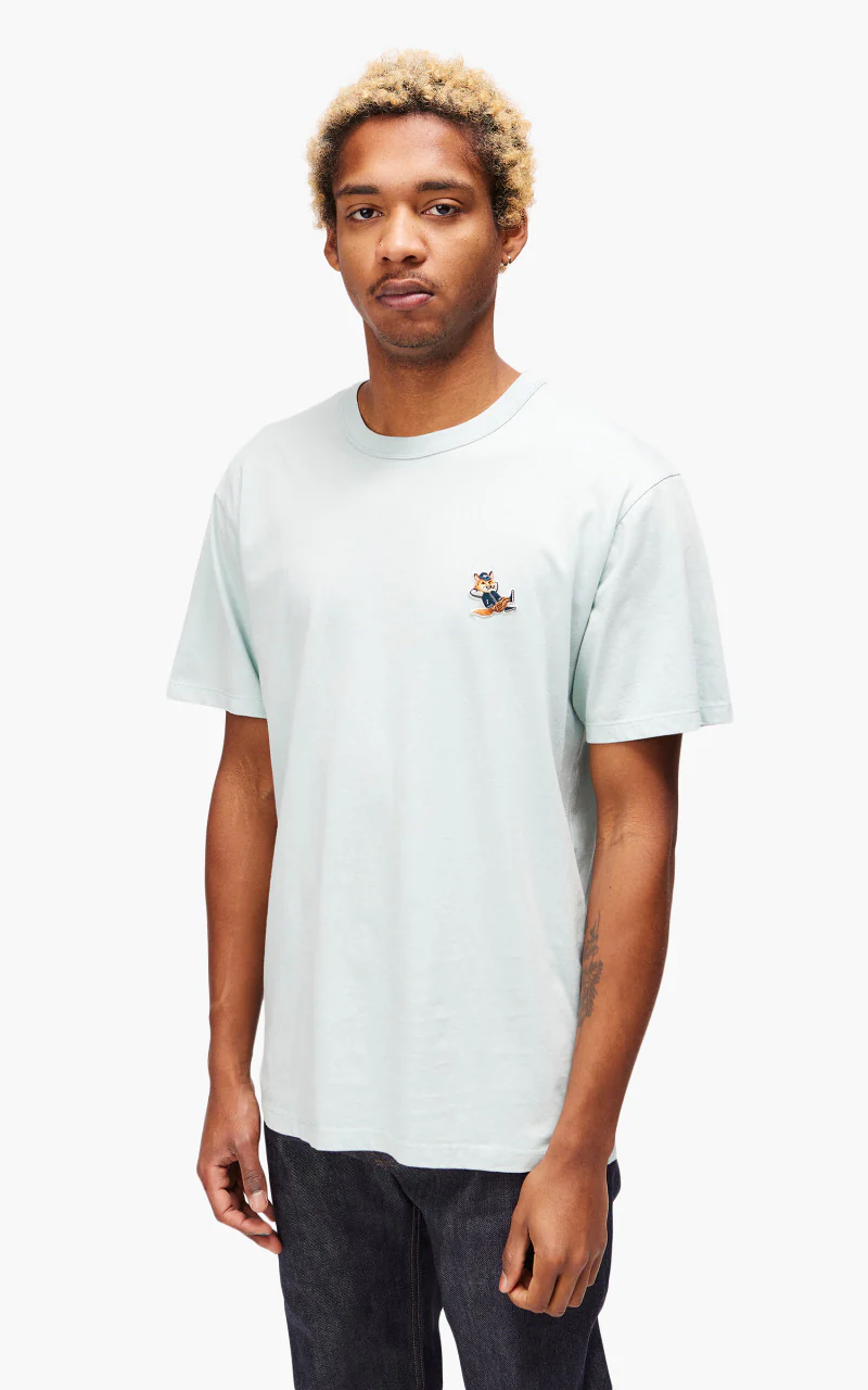 Maison Kitsuné Dressed Fox Patch Classic T-Shirt Blue Haze - Image 4