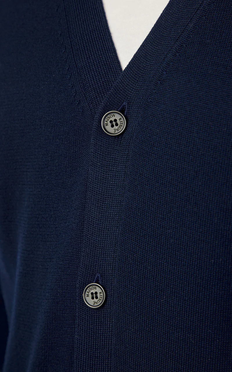Maison Kitsuné Dressed Fox Patch Relaxed Cardigan Navy - Image 7